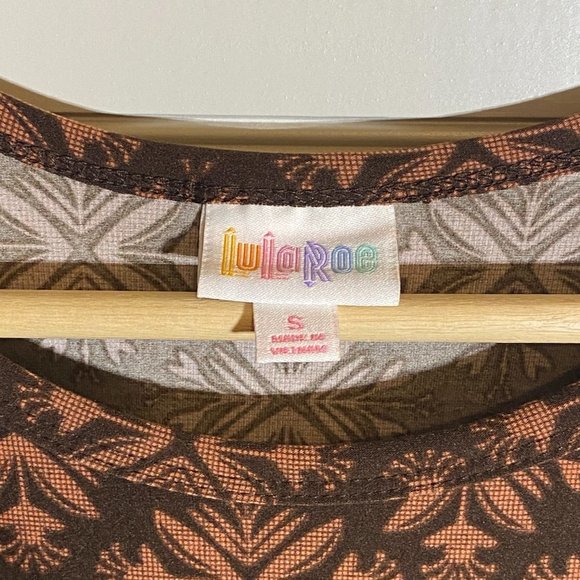 Lula Roe Size S Carly Dress in Brown & Coral - Picture 5 of 6